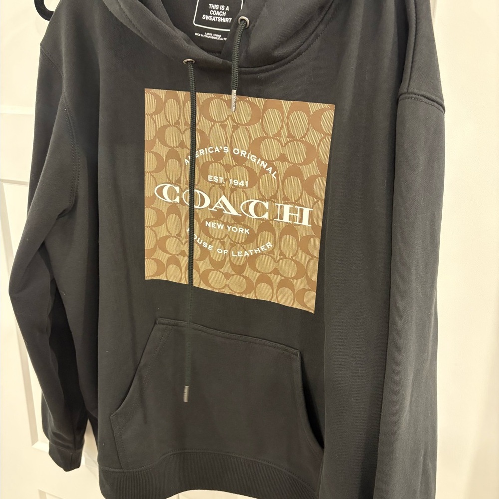 Coach Black Hoodie with Tan Logo